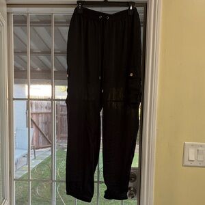 Michael Kors Black Drawstring Cargo Pants sheer fabric!